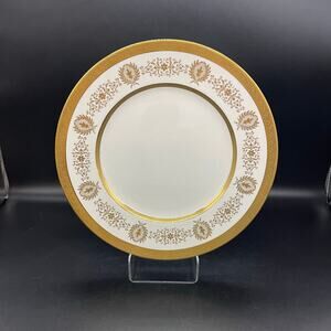 Coalport Lady Anne Dinner Plate with Gold Encrusted Bands & Scrolls Bone China